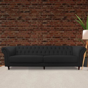 Sofá 4 Lugares Maggiore 260cm Couro Preto G58 - Gran Belo