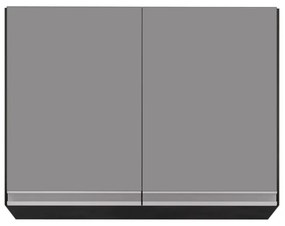 Armário Aéreo de Cozinha Lavanderia 02 Portas Eva 80 cm L06 - D'Rossi - Preto e Cinza