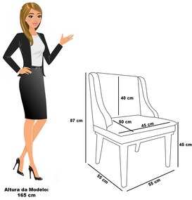 Kit 04 Cadeiras de Jantar Liz Veludo Rosê Base Fixa Madeira Preto D03 - D'Rossi