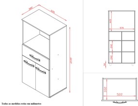 Armário Multiuso Luni 2 Portas 1 Gaveta Cozinha MB1