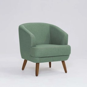Poltrona Decorativa Milão D07 Pés Madeira Linho Mescla Verde D07 - D'Rossi