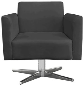 Kit 02 Poltronas Giratória Marisa Suede Base Cromada D03 - D'Rossi - Preto