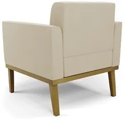 Poltrona Decorativa Base Madeira Castanho Ana Suede Bege - Ibiza