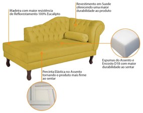 Recamier Diana 160cm Lado Esquerdo Suede Amarelo - ADJ Decor