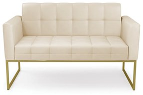 Sofá Namoradeira Elisa Corino Base Metálica Industrial Dourado - D'Rossi - Bege