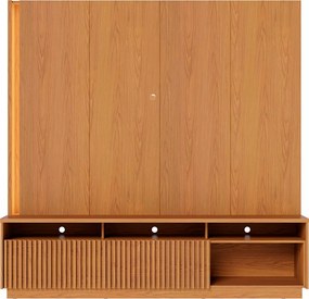 Home Estante Orlo 200cm TV até 75 Fitas LED Portas Deslizantes MDP/MDF Freijó G73 - Gran Belo
