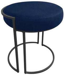 Puff Redondo Base Industrial Preto Kit 2 Love Suede D03 - D'Rossi  - Azul Marinho
