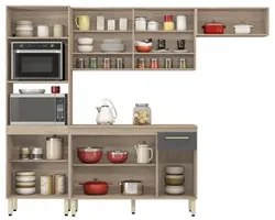 Cozinha Compacta 4 Peças Com Balcão Dama D02 Avena/Grafito - Mpozenato