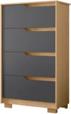 Cômoda Para Quarto 4 Gavetas 70cm Sole Flex Freijó/Titanium - Albatroz