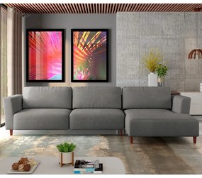 Sofá 330cm com Chaise Direita Franz Suede Grafite G52 - Gran Belo