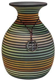 Vaso Bojudo com Aba Decorativo em Cerâmica - Maruaga Listrada Fosco Kleiner
