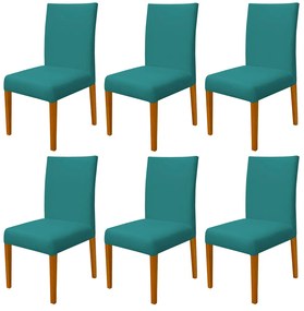 Kit 6 Cadeiras de Jantar Milan Veludo Azul Tiffany