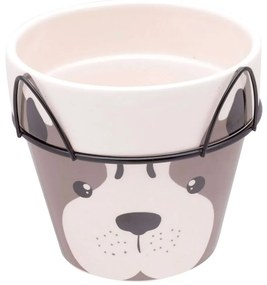 Vaso Cerâmica Decorativo Dog Face com Suporte