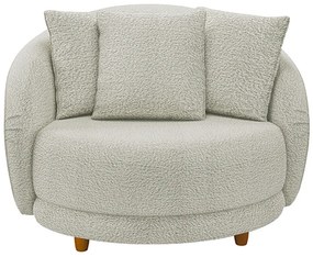 Poltrona Galáxia Pés Madeira Base Fixa com Almofadass Boucle Off White G45 - Gran Belo