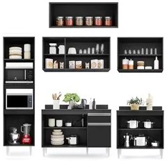 Cozinha Modulada 6 Módulos Composição 8 Preto - Lumil Móveis