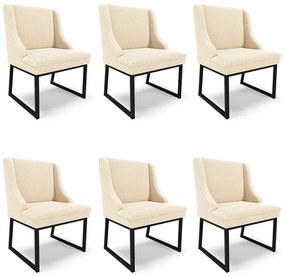 Cadeira Sala de Jantar Industrial Preto kit 6 Liz Bouclê D03 - D'Rossi - Bege