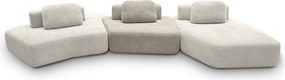 Sofá Ilha Sala de Estar 2 Módulos e Chaise Dakota Encosto Almofadas Soltas Bouclê Rústico OffWhite/Greige G33 - Gran Belo