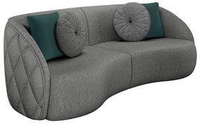 Sofá Decorativo 240cm com Almofadas Redondas Clarke Linho Chumbo G45 - Gran Belo