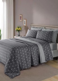 Jogo de Cama 150 Fios Cinza Queen 4 Peças