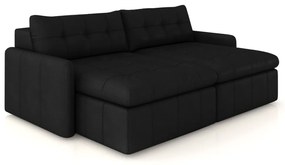 Sofá Retrátil Bipartido Sala de Estar Belém 224cm Couro Preto G52 - Gran Belo