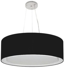 Lustre Pendente Cilíndrico Duplo Md-4126 Cúpula em Tecido 80x30cm Preto - Bivolt