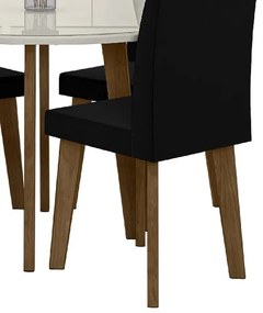 Mesa De Jantar Turmalina Com 4 Cadeiras Diamante Pés Oblongo Off White Com Aveludado Preto – RV Moveis