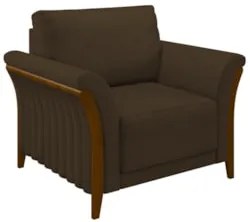 Poltrona Decorativa Sala de Estar 102cm Pés Madeira Roya Z32 Veludo Ma