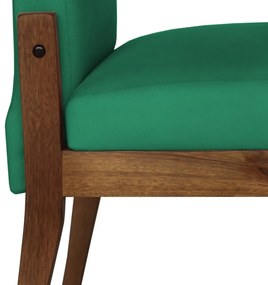 Cadeira De Jantar Aurora Base Madeira Maciça Estofada Suede Verde Bandeira