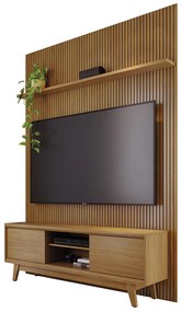Painel TV 65 Pol 179cm Ripado Valen e Rack Bancada Mylan M20 - D'Rossi - Cumaru(fosco)