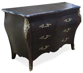 Cômoda Bombê Boccari 3 Gavetas Estrutura Madeira Maciça Apliques em Metal