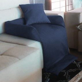 Protetor Para Sofá para Cães ou Gatos Grande Porte Fofinho Pet Protect Suede Azul Marinho