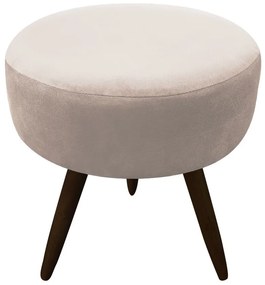 Puff Banqueta Berlim Redondo Suede Bege Pés Tabaco D'Rossi
