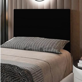 Cabeceira Solteiro Cama Box 90cm para Quarto Rubi Suede M11 - D'Rossi - Preto