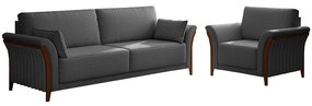 Conjunto Decorativo Poltrona e Sofá 222cm Market Linho Chumbo G45 - Gran Belo