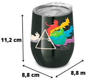 Copo Inox Corpo Duplo 400 ml Brilhante Gato Prisma Cats Geek - Cinza Mescla