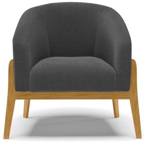 Poltrona Decorativa Base Madeira Stella PU Nozes/Bouclê D03 - D'Rossi - Grafite