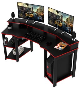 Mesa para Escritório Home Office Gamer ME4167 MDP Preto/Vermelho G69 - Gran Belo