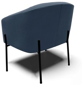 Poltrona Decorativa Pé de Ferro Preto Stella Suede Azul Marinho D03 - D'Rossi