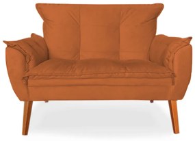 Kit 2 Poltronas 1 Namoradeira Apolo Pés Madeira Veludo Terracota - Sheep Estofados - Terracota