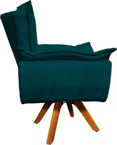 Poltrona Sala de Estar Giratória MM30 Kit 2 Opalla Suede - Azul Pavão