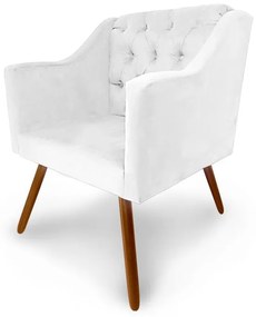 Poltrona Decorativa Capitonê Amanda Retrô Branca Pés Palito - Branco