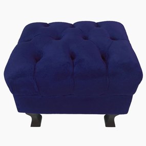 Puff Retrô Luis XV Capitonê Suede Azul Marinho - D'Rossi