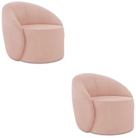 Poltrona Decorativa Orgânica Kit 2 Lua Veludo D03 - D'Rossi - Rose