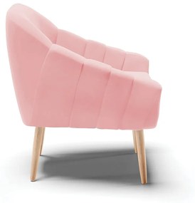 Kit 02 Poltronas Giovana Suede Pés Palito Natural - Indo Decorar - Rosa Bebê
