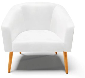 Poltrona Decorativa Pé Palito Castanho Stella Sintético PU D03 - D'Rossi - Branco