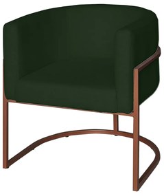 Poltrona Base Industrial Bronze Sala de Estar Lety Veludo - Verde