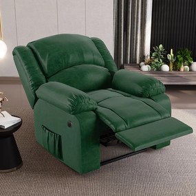 Poltrona do Papai Reclinável Sala de Cinema Madrid Power Elétrica USB PU Verde Musgo G23 - Gran Belo