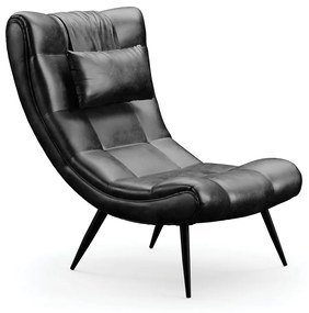 Poltrona Decorativa Sala de Estar Pés Palito Letty PU Preto G19 - Gran Belo