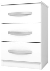 Mesa de Cabeceira 3 Gavetas Quarto Design Domus Branca