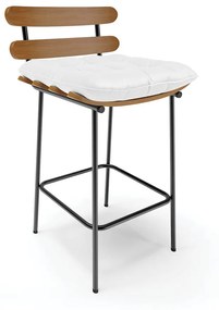 Banqueta Costela Corino Base Metálica Preto - D'Rossi - Branco